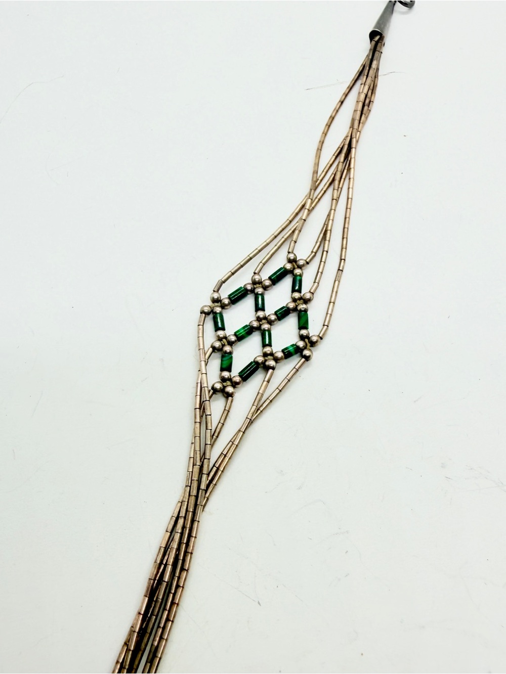 Vintage Sunrise Mark Southwest Liquid‎ Sterling 925 Silver Malachite Bracelet 7”